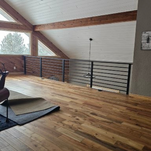 Interior Horizontal Metal Railing fabricated for a custom mountain home in Boise Idaho by 83MetalCraft, LLC
