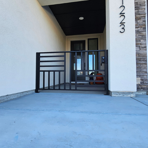 custom fabricated modern contemporary entry gate for a home in Meridian Idaho by 83MetalCraft.