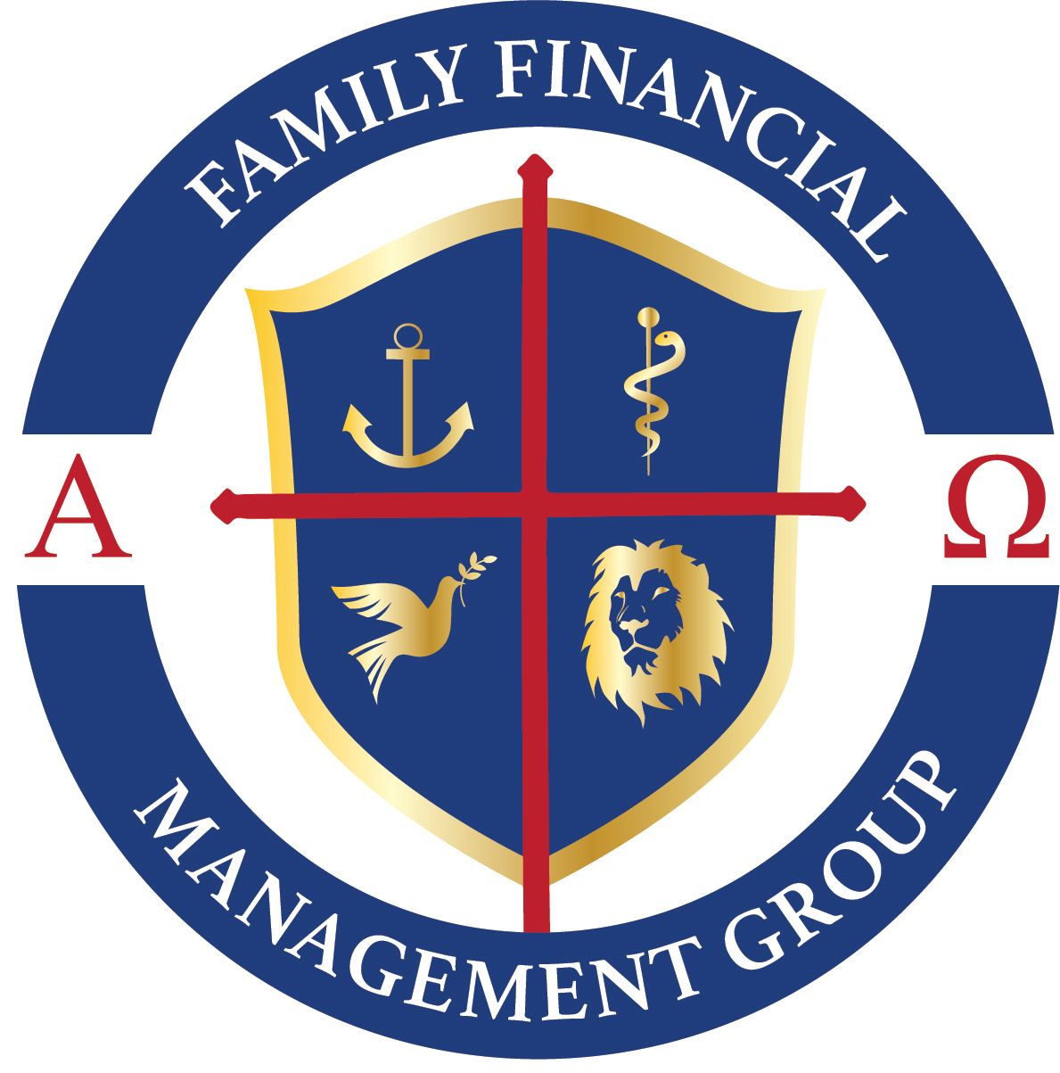 Family Financial Management Group logo with a shield and symbols.