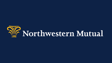 Logo of Northwestern Mutual: gold pillar icon next to white text on a dark blue background.