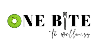 The logo for one bite gluten free has a kiwi on it.