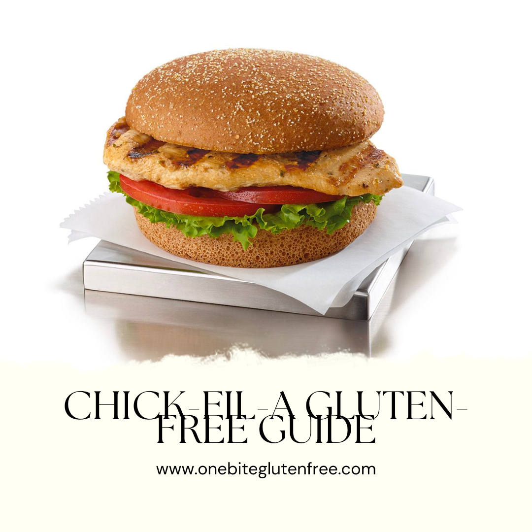 A chick-fil-a gluten free guide with a picture of a chicken sandwich