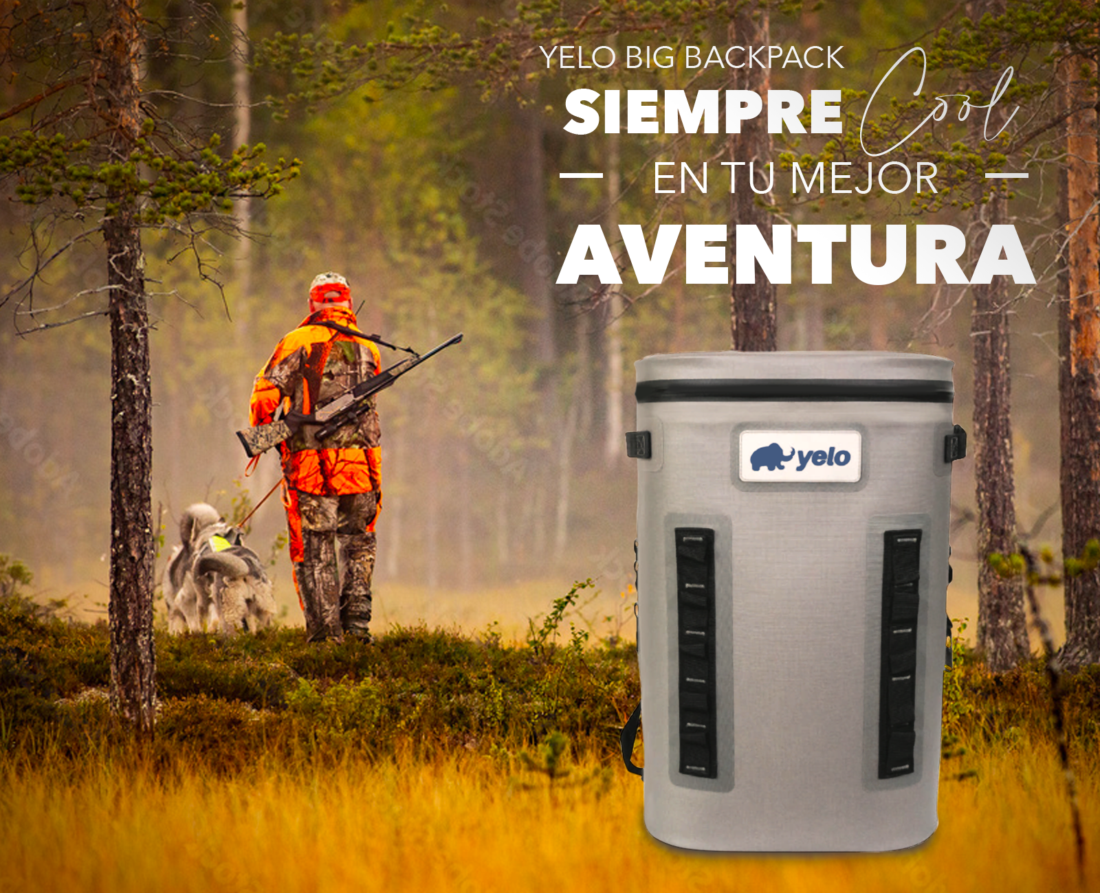 Campaña visual de Yelo Coolers para aventura y exteriores