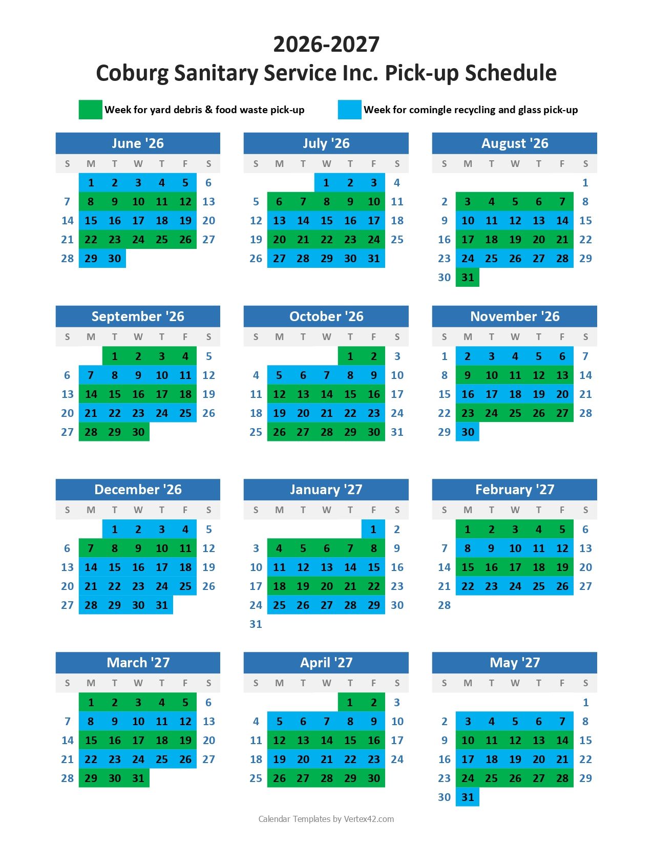 Schedule – Eugene, OR - Coburg Sanitary Service Inc