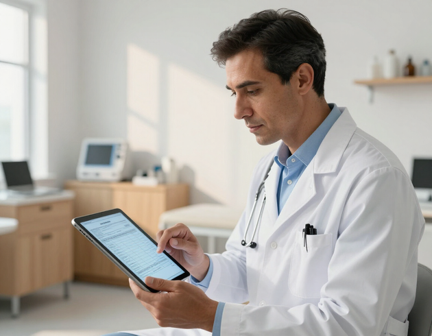Doctor reviewing patient health records