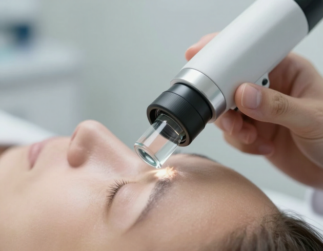 Dermatoscope examination in a clinical setting