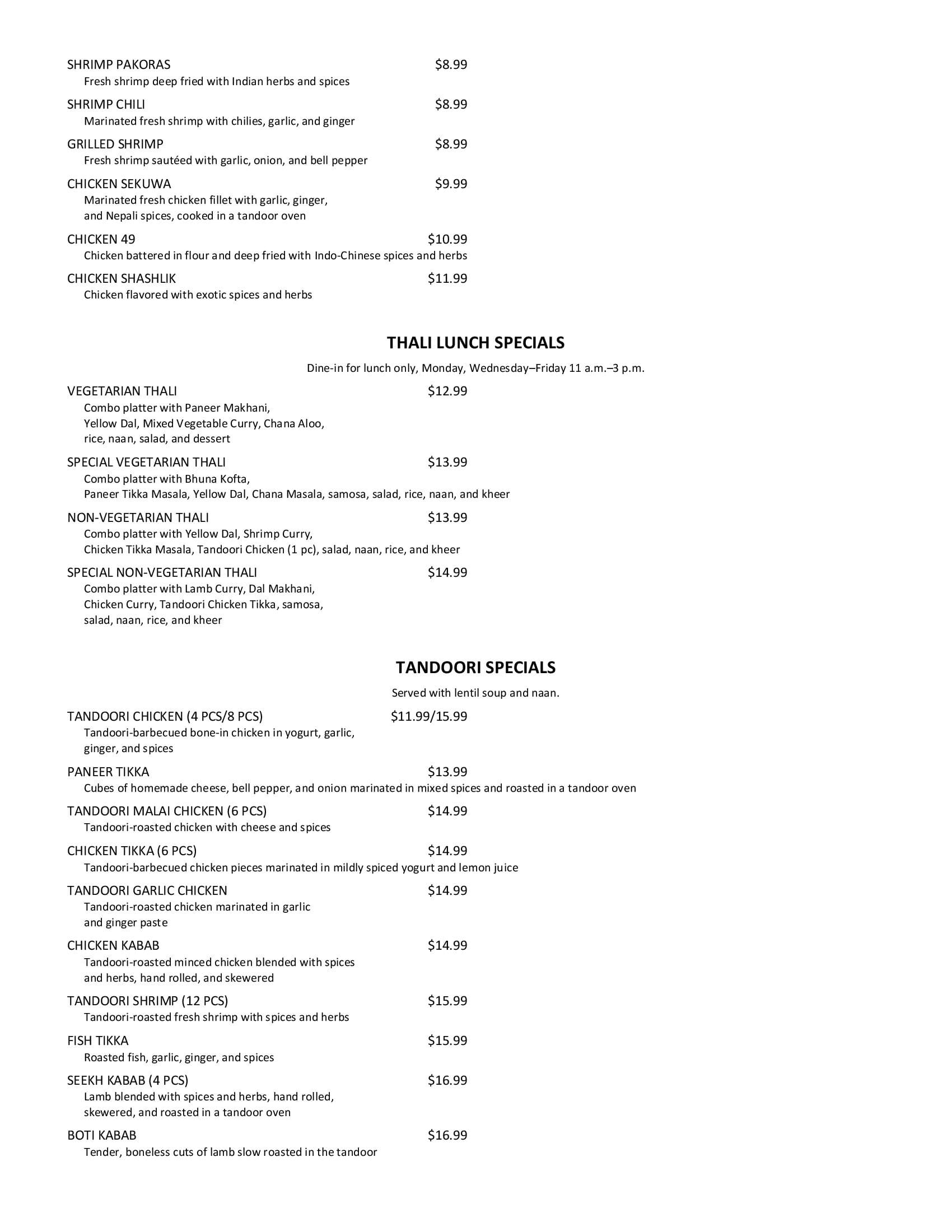 Kohinoor Lunch Menu Champaign, IL Kohinoor Indian Restaurant & Lounge