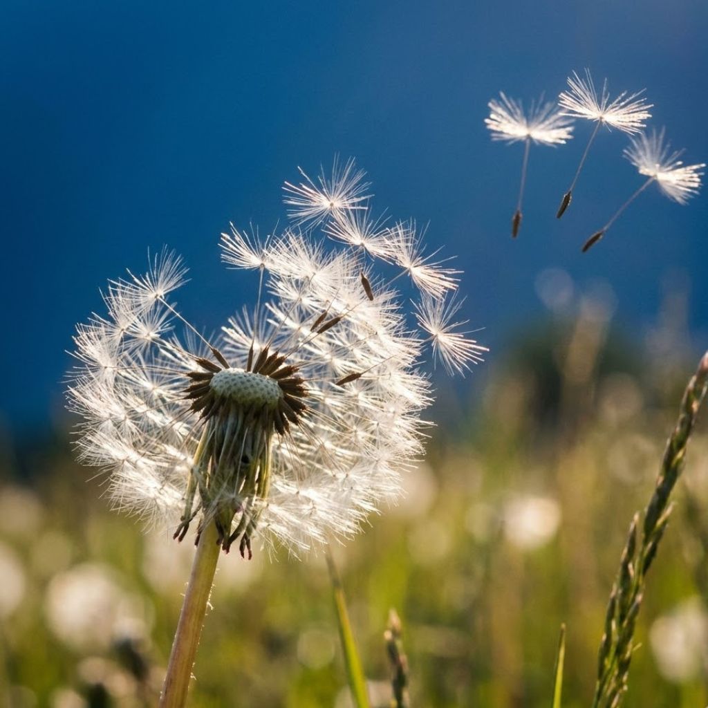 Luftbestattung – Symbolik & Eignung Pusteblume im Wind – Symbol für Leichtigkeit bei der Luftbestattung
