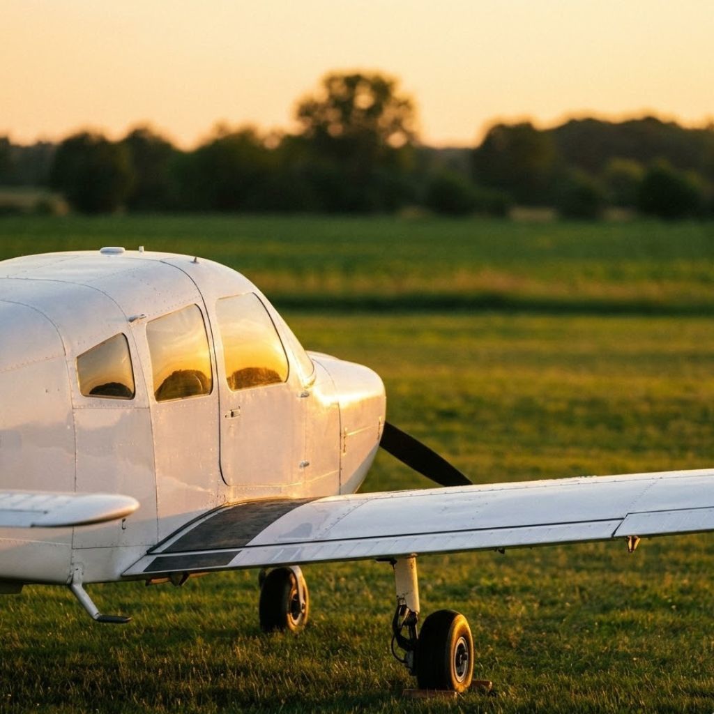 Flugbestattung – Ablauf & Organisation Kleinflugzeug am Flugplatz – Sinnbild für den Ablauf einer Flugbestattung