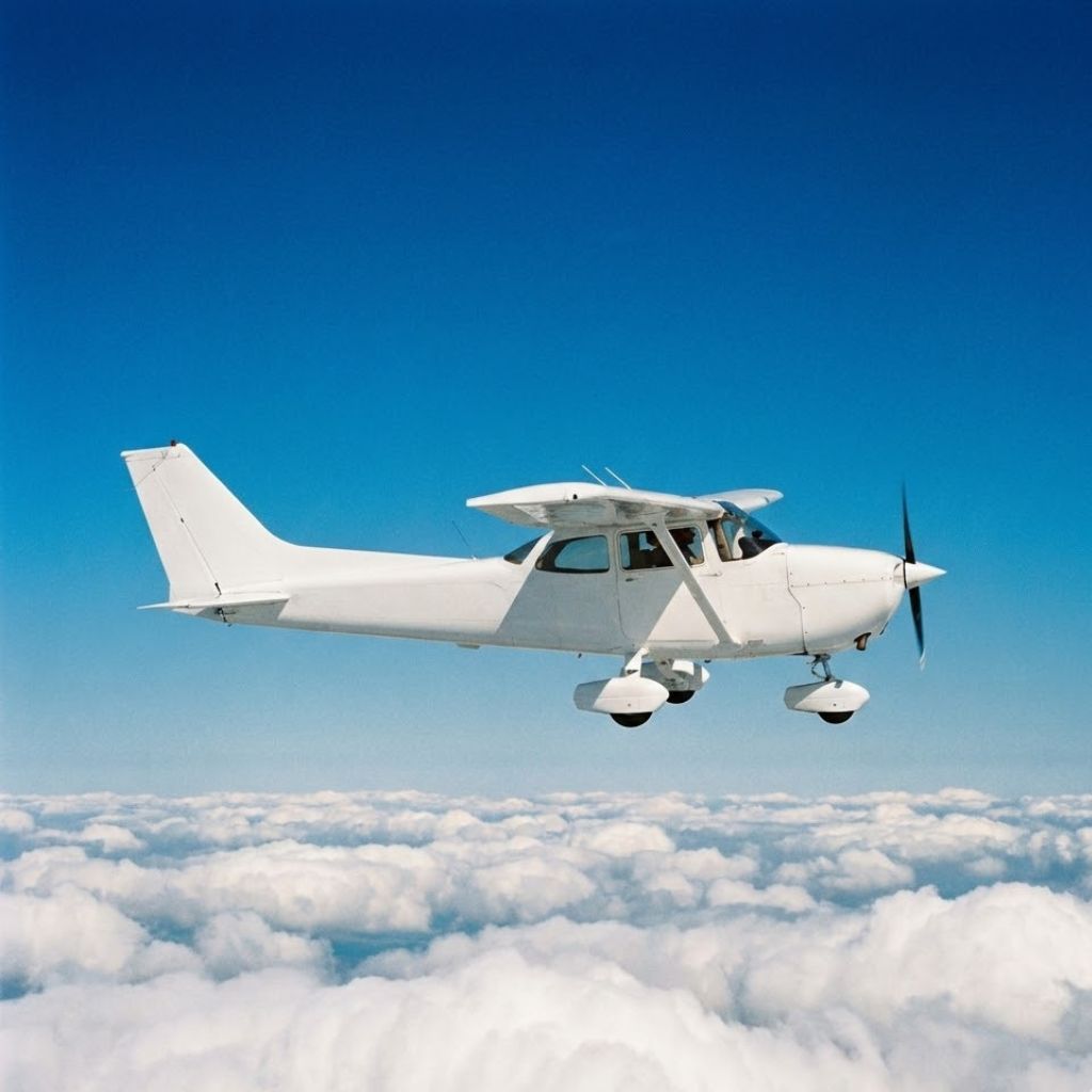 Himmelbestattung – Ultraleicht oder Kleinflugzeug Ultraleichtflugzeug über den Wolken – mögliche Option der Himmelbestattung