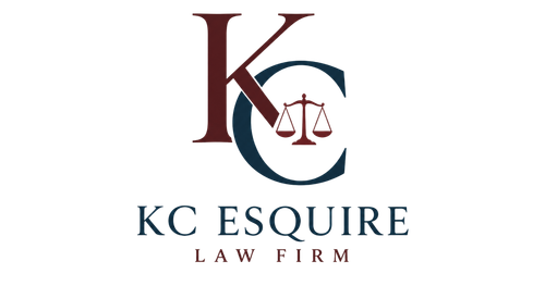 KC Esquire Law Firm logo with burgundy KC initials and scales of justice on white background
