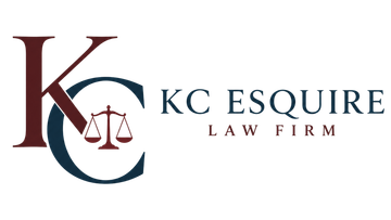 KC Esquire Law Firm logo with maroon KC initials and scales of justice icon