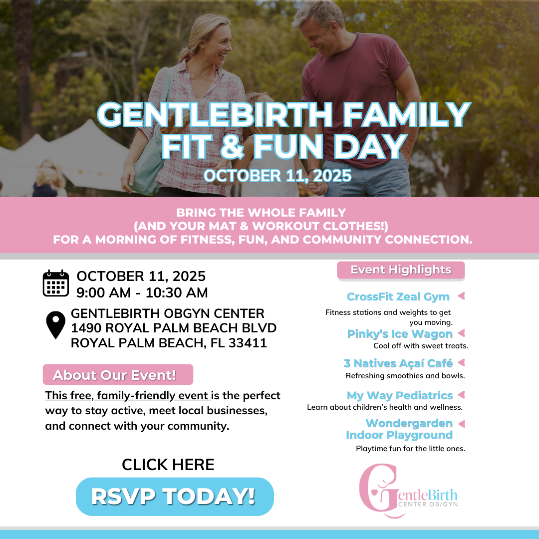 Families exercising at GentleBirth Family Fit & Fun Day in Royal Palm Beach