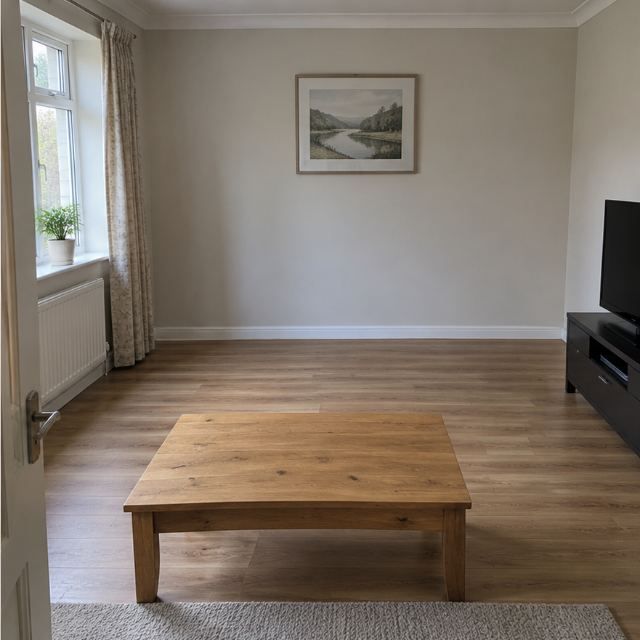 The same room after the sofa has been carried out