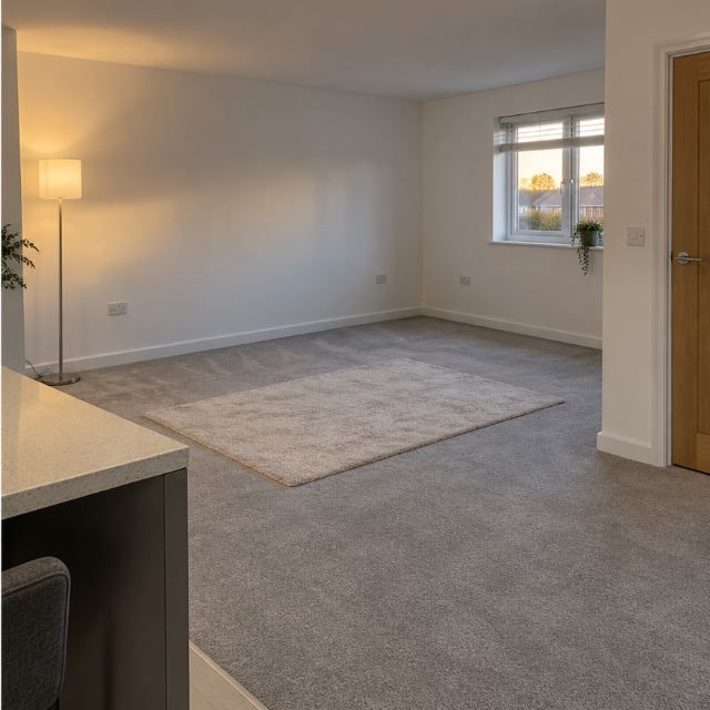 The same room after the sofa has been carried out