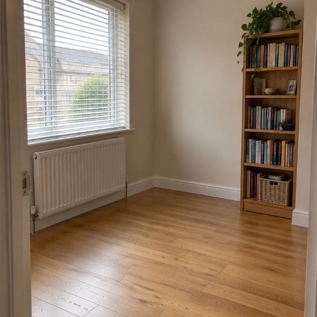 The same room after the sofa has been carried out