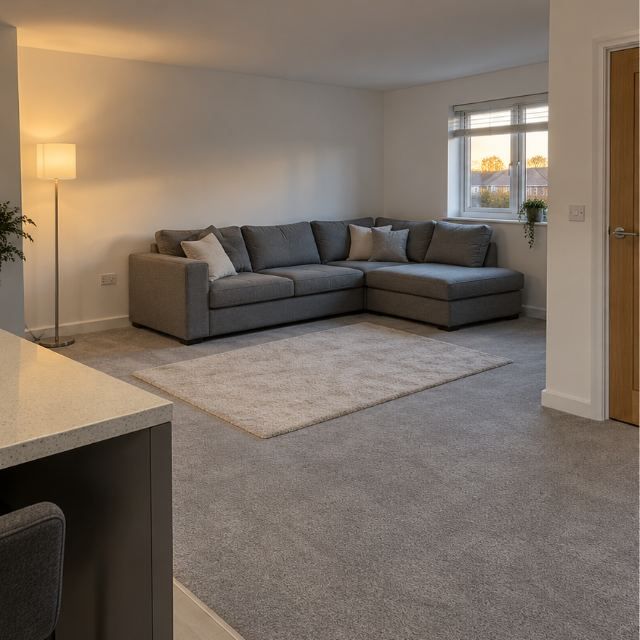 Room with the old sofa still in place, before collection