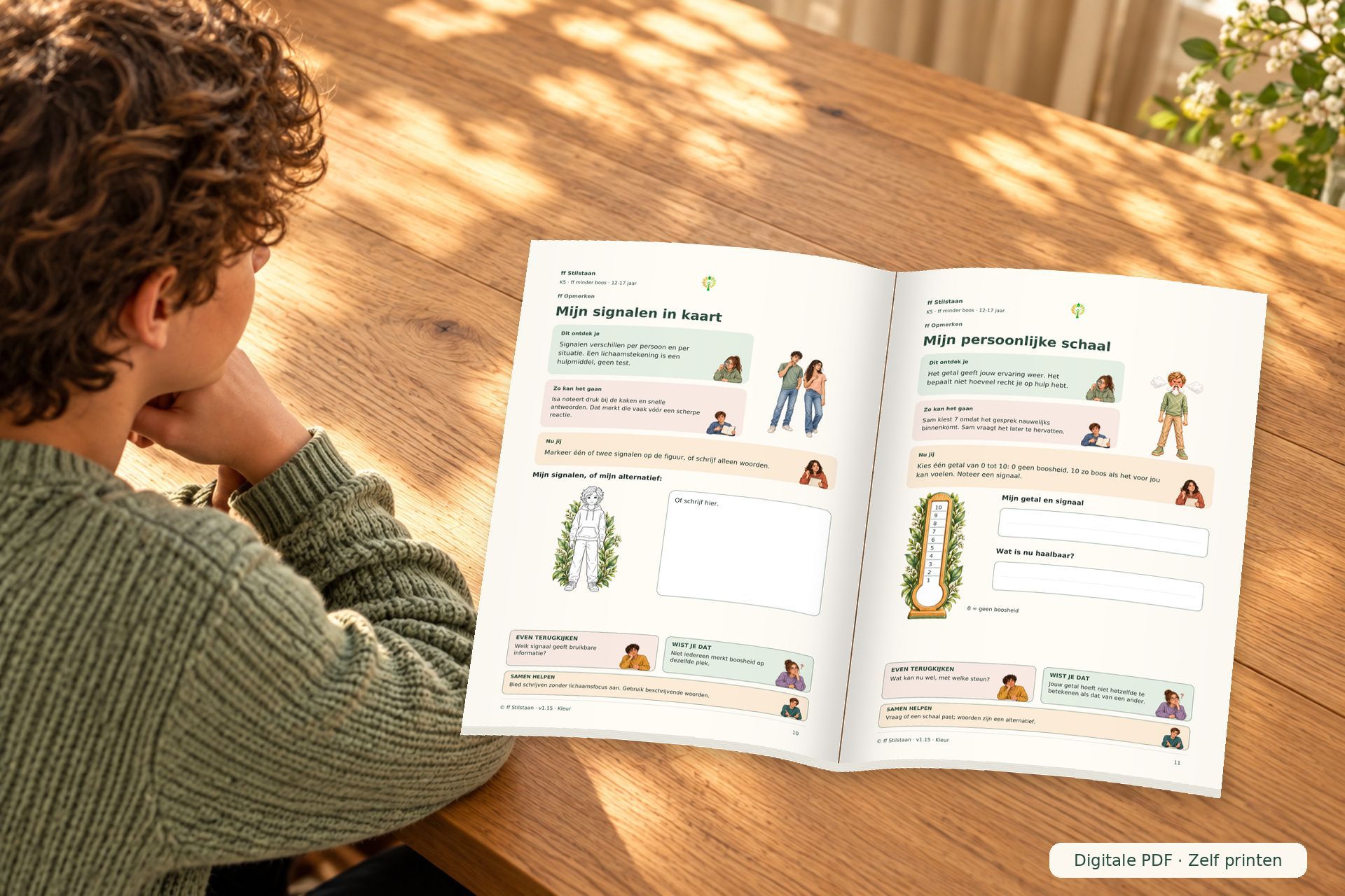 K5 · ff minder boos · 12–17 jaar · PDF-werkboek
