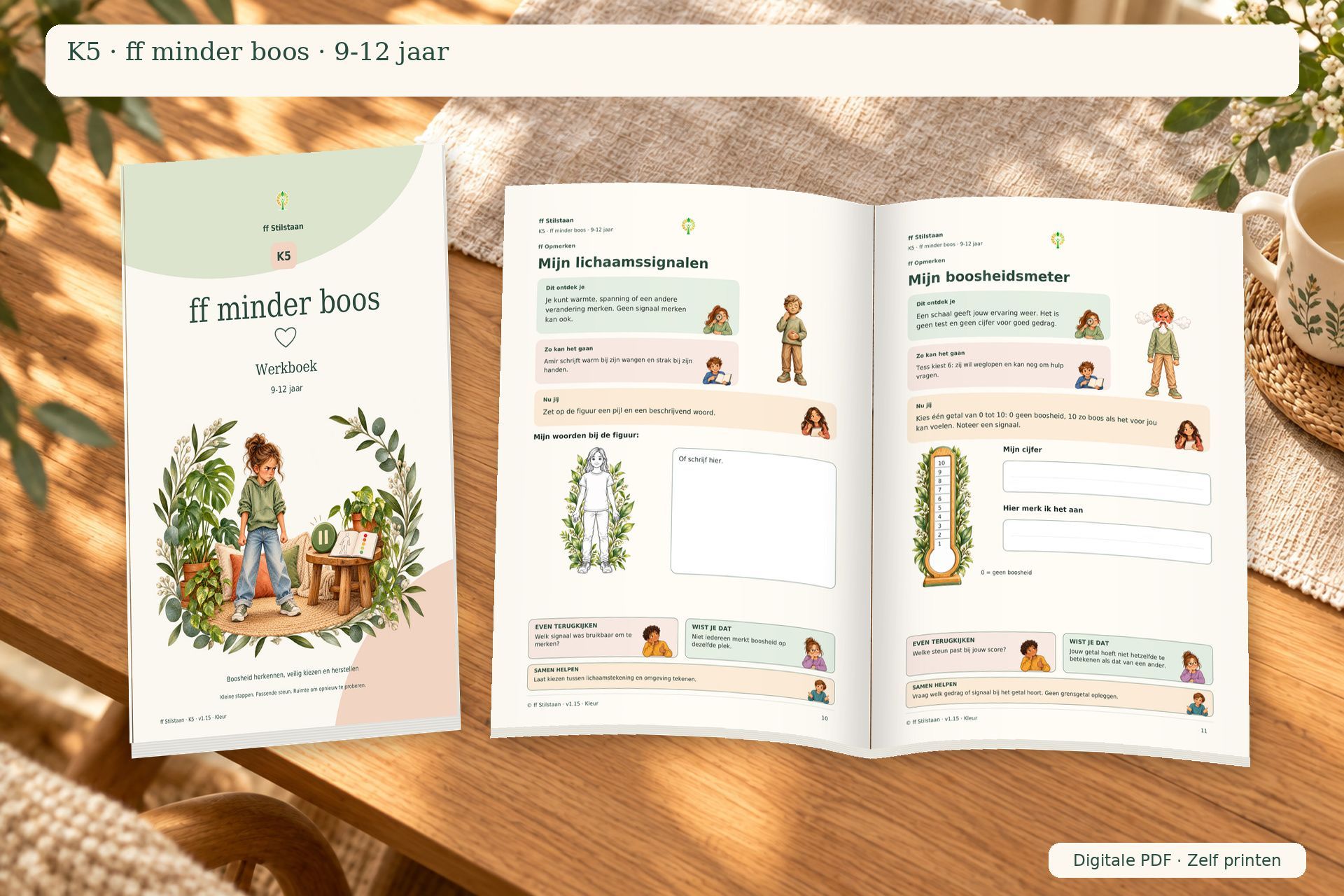 K5 · ff minder boos · 9–12 jaar · PDF-werkboek