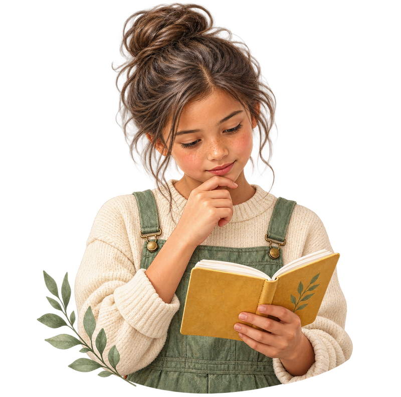 Kinderillustratie: onderzoekt een ervaring in een notitieboek