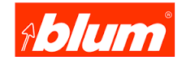 The Blum logo: white text on a red background with an arrow in the letter 
