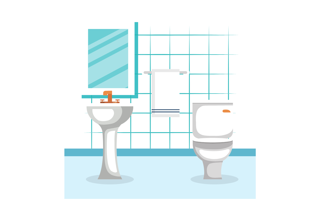 A bathroom with a sink , toilet , mirror and towel rack.