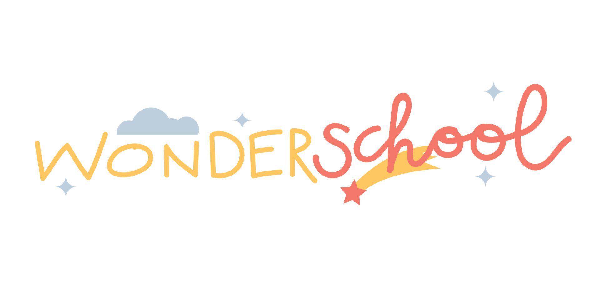 A logo for wonderschool with a cloud and a star.
