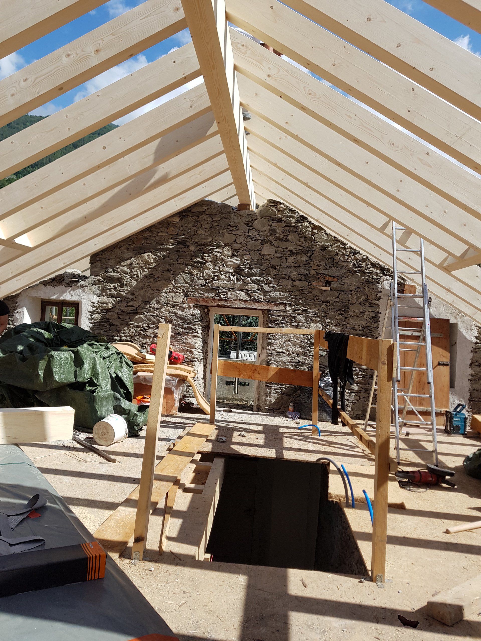 Toiture en construction