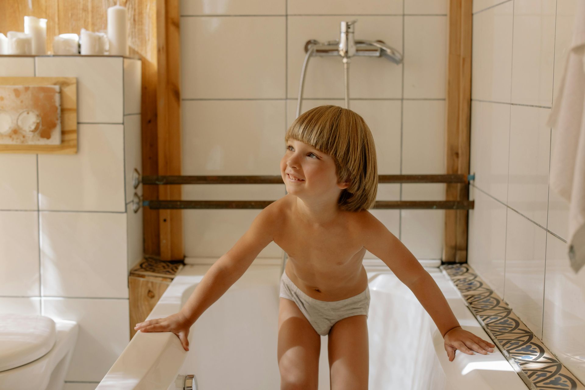 Baby on the bathroom