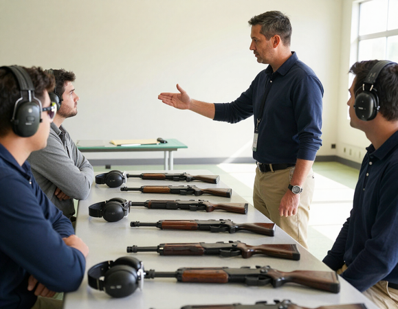 Private tabletop firearms safety instruction session
