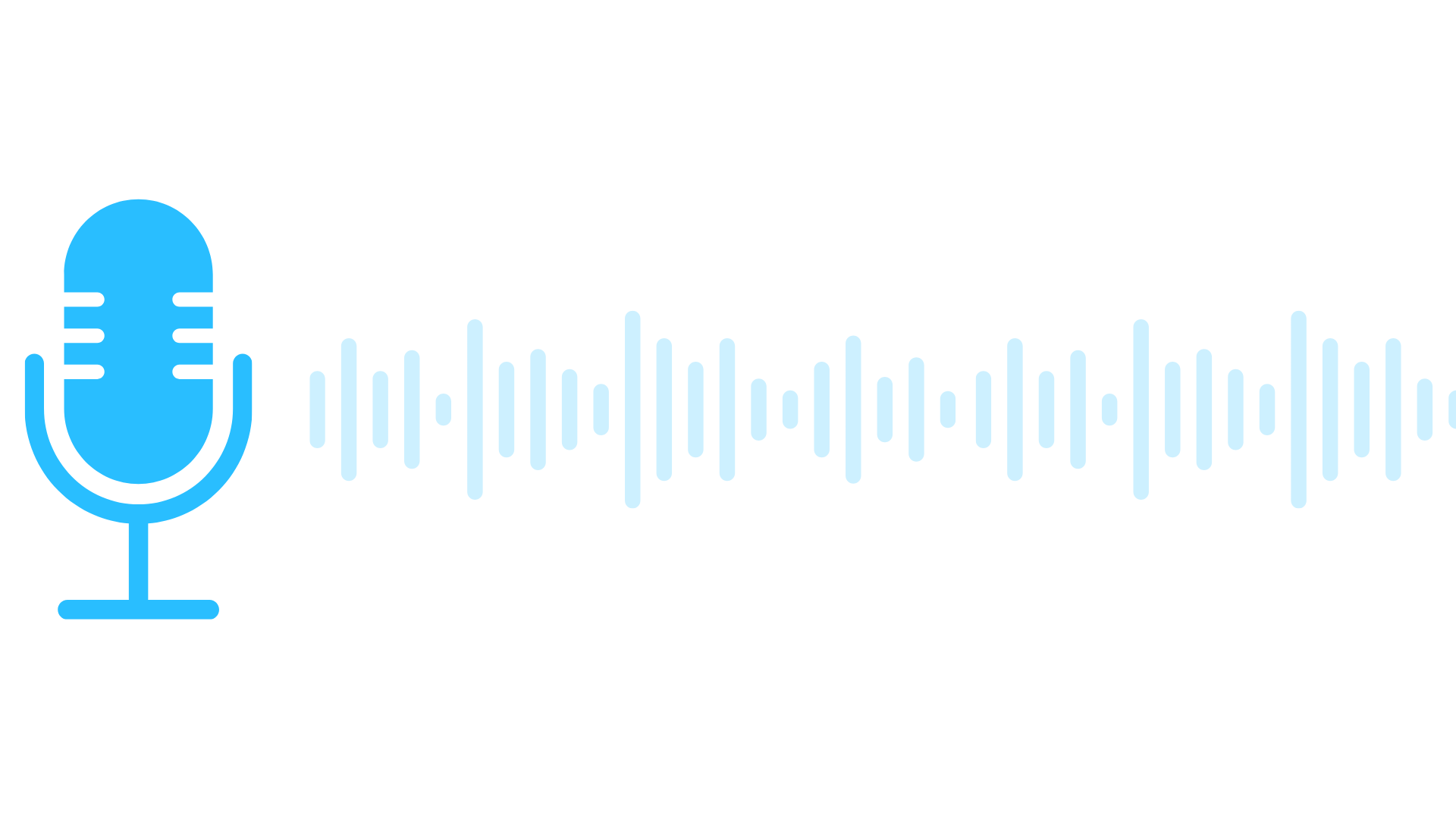 Icono de micrófono azul con ondas de sonido.