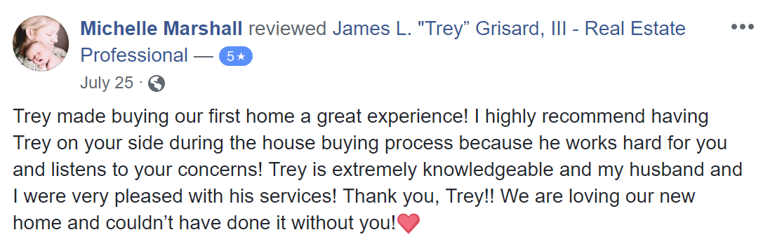 A facebook review of a house buying experience from michelle marshall.