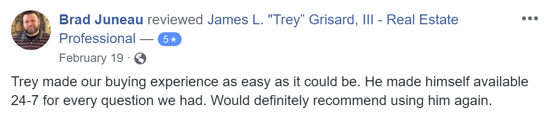 A facebook post with a picture of a man and the words they were our buying experience as easy as i could be.