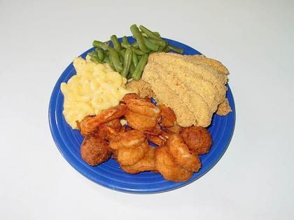 fried shrimp and catfish plate
