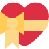 A red and yellow heart with a yellow bow.