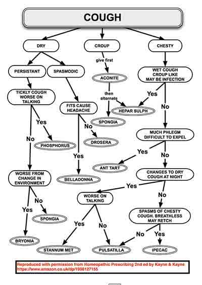 A flow chart showing the different types of coughs