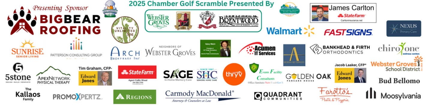Logos of sponsors for the Big Bear Roofing Chamber event. Includes Walmart, FASTSIGNS, and more.