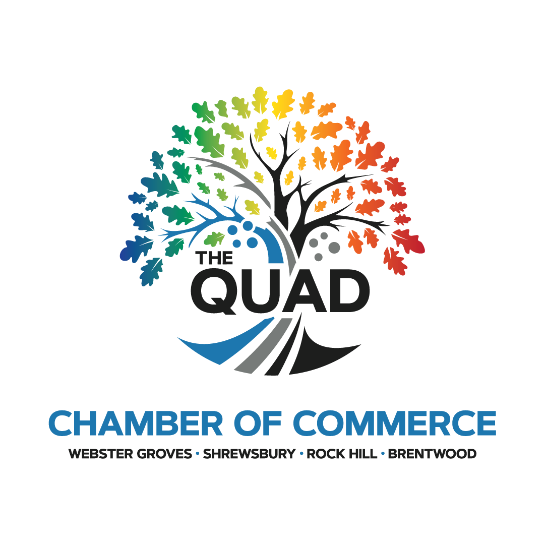 Logo: The Quad Chamber of Commerce, colorful tree above