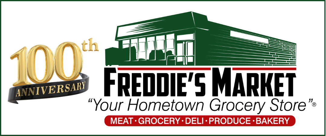 Freddie's Market logo: a grocery store building, 