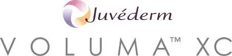 Juvederm Voluma XC logo with a colorful circle.