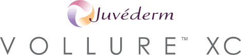 Juvéderm VOLURE XC logo, a cosmetic brand with a swirl design.