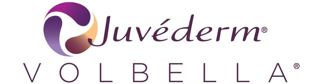 Juvederm Volbella logo with a swirling purple and gold design.