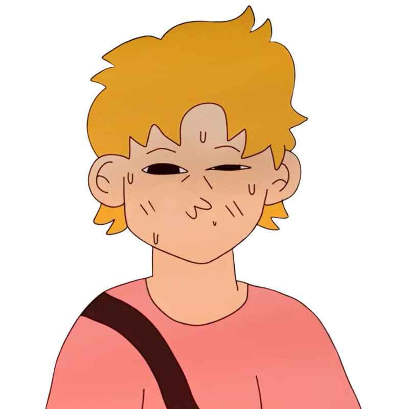 Close-up of a MaxFoo animated character with spiky orange hair