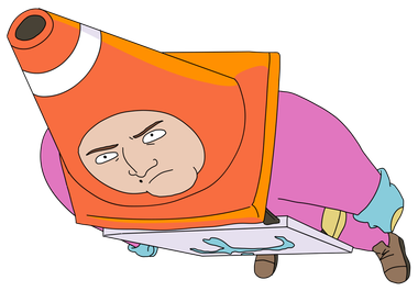 MaxFoo cartoon character in an orange hooded top, shown in the footer