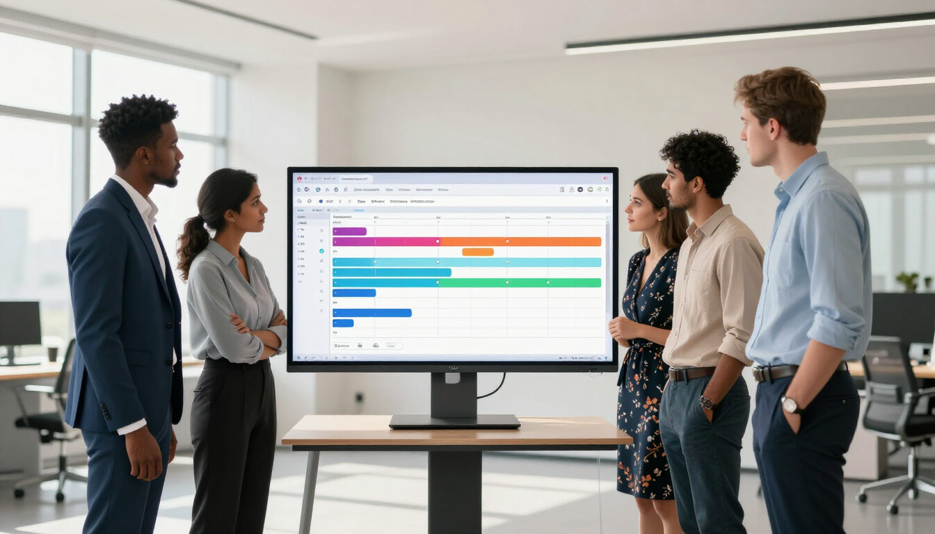 Team collaborating on a digital roadmap