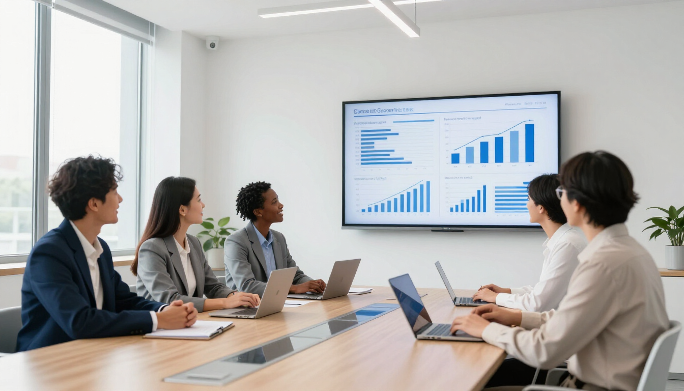 Organized team meeting in a modern office