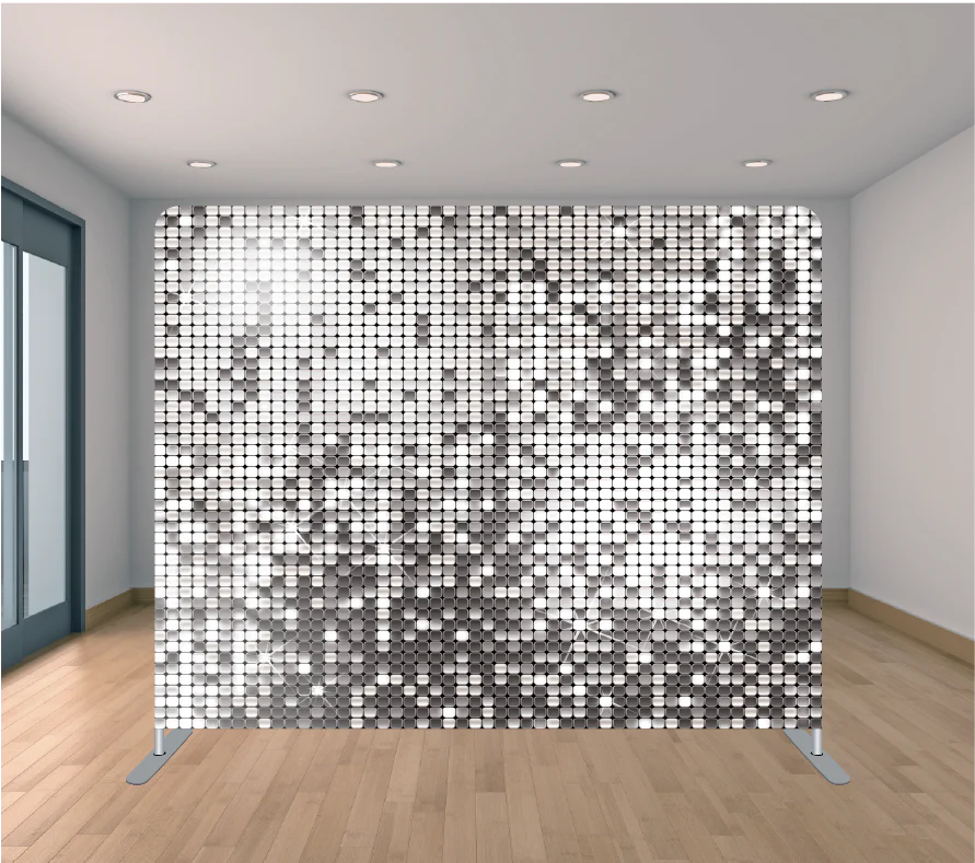 silver sequin wall backdrop 