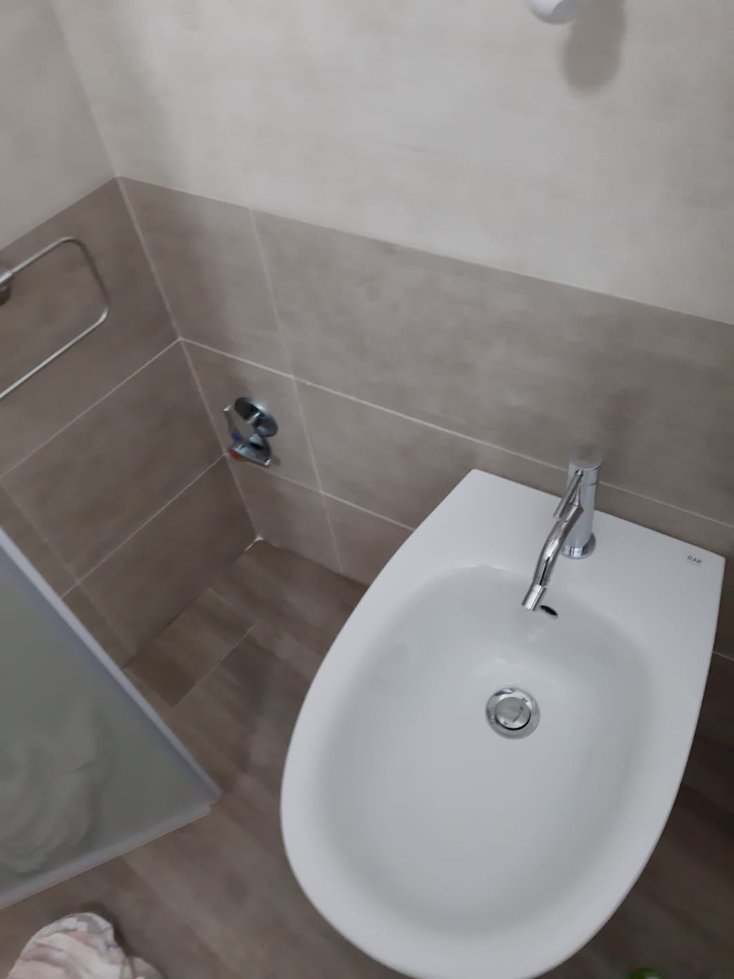 Un bagno con bidet e lavandino