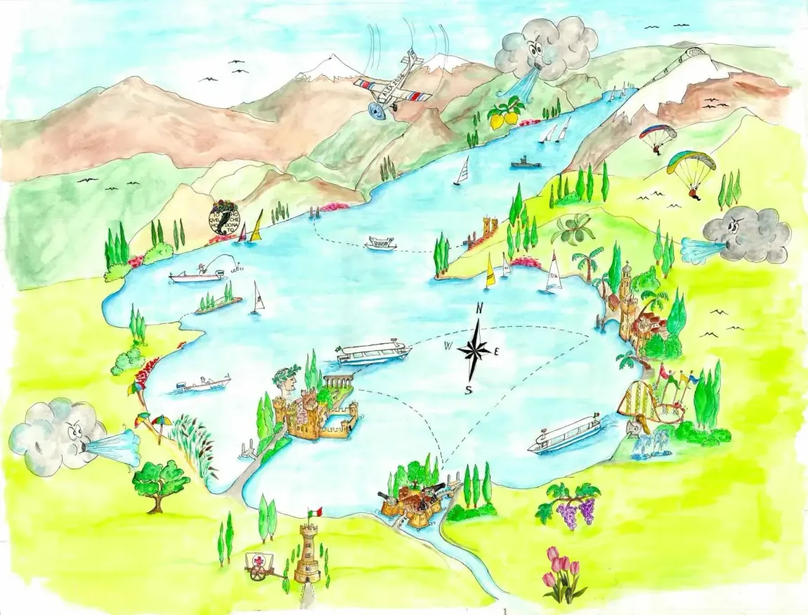 MAPPA MOTONAVI NAVIGAZIONE LAGO DI GARDA IN BATTELLO