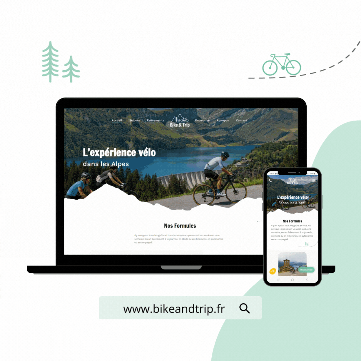 Un ordinateur portable et un téléphone portable avec un site Web dessus.